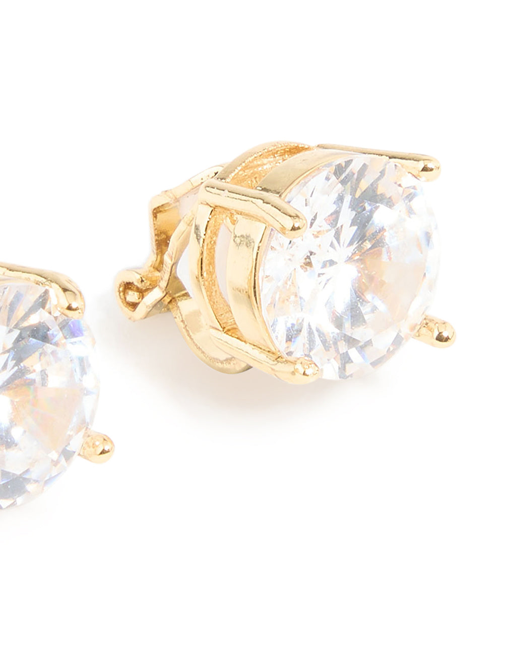 Gold Plated Cubic Zirconia Clip-On Stud Earrings