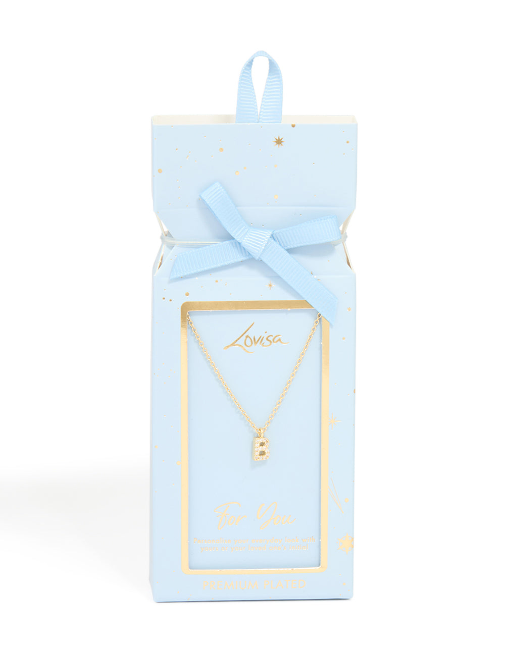 Gold Plated Brass Cubic Zirconia Letter B Pendant Necklace