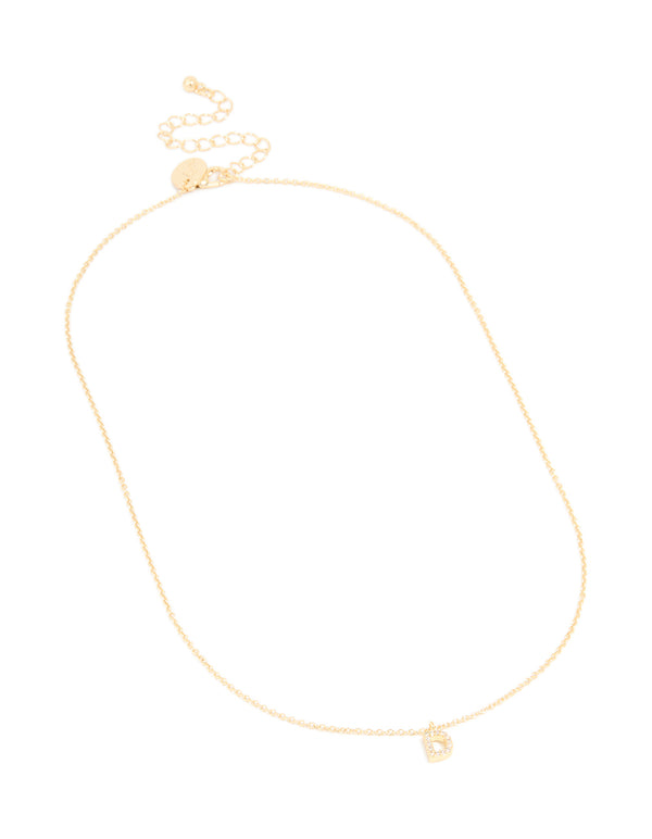Gold Plated Brass Cubic Zirconia Letter D Necklace