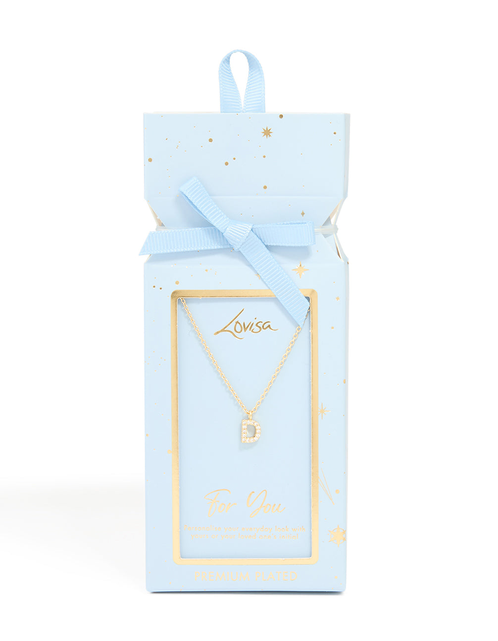 Gold Plated Brass Cubic Zirconia Letter D Necklace