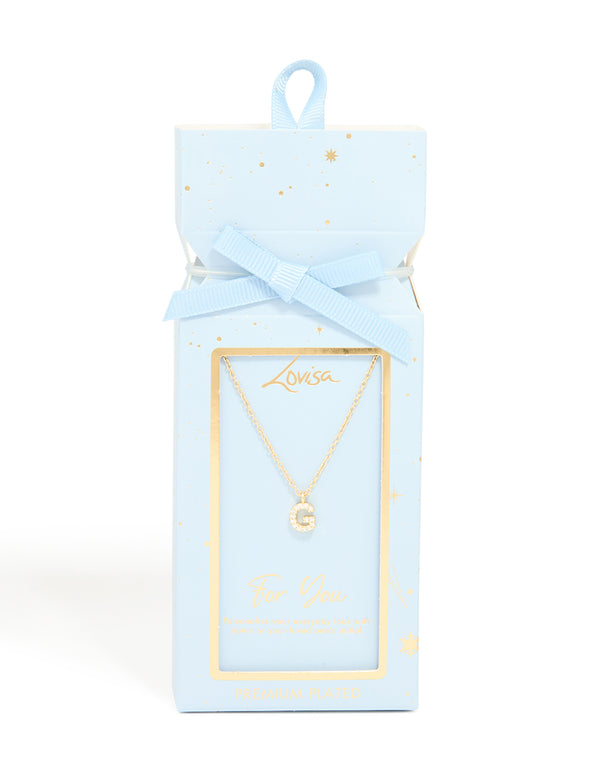 Gold Plated Brass Cubic Zirconia Letter G Necklace
