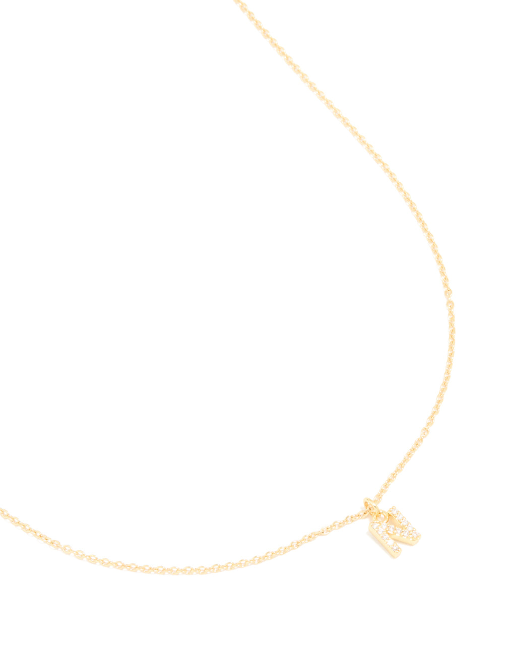 Gold Plated Cubic Zirconia Letter N Necklace