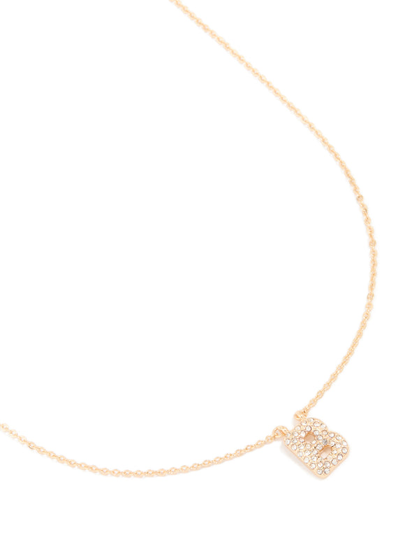 Kids Gold Cubic Zirconia Letter B Necklace