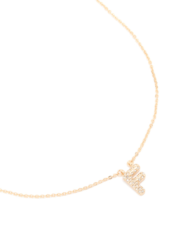 Kids Gold Cubic Zirconia Letter F Necklace
