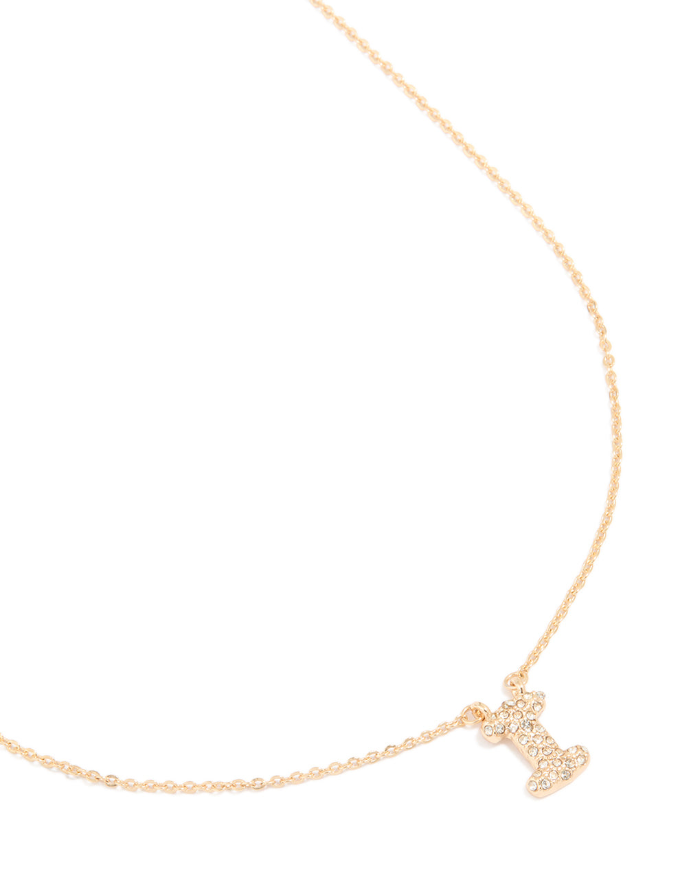Kids Gold Cubic Zirconia Letter I Necklace