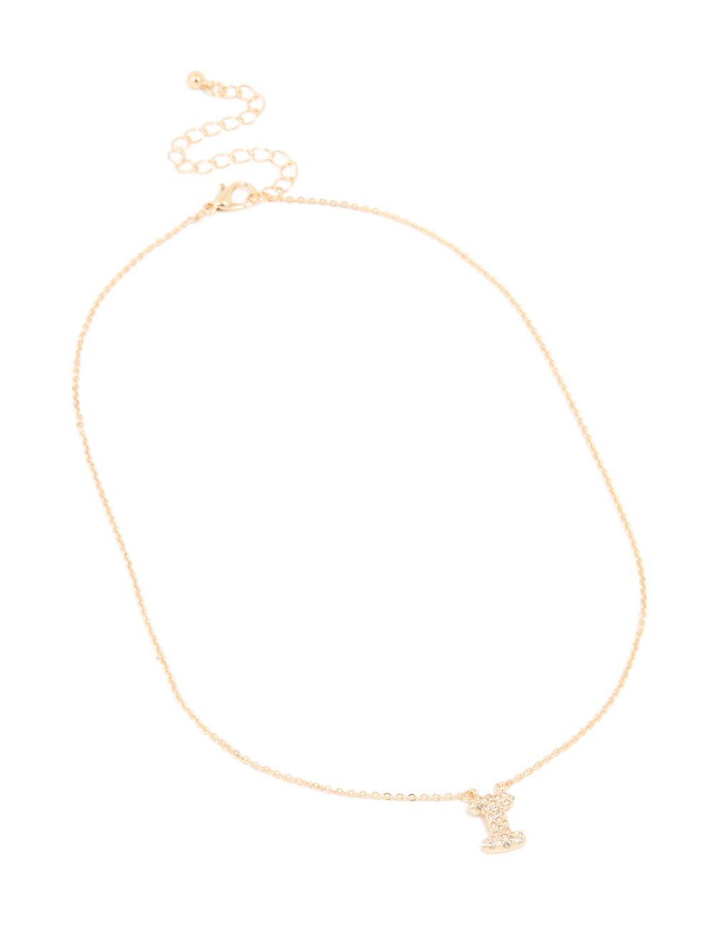 Kids Gold Cubic Zirconia Letter I Necklace