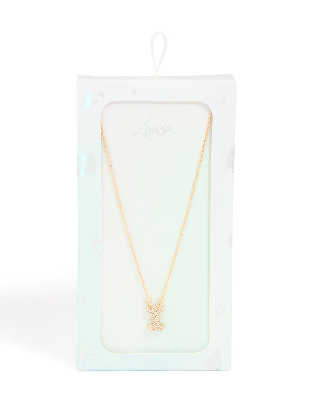 Kids Gold Cubic Zirconia Letter I Necklace