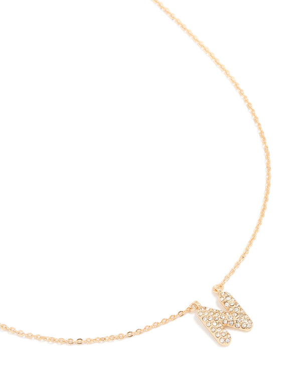 Kids Gold Cubic Zirconia Letter N Necklace