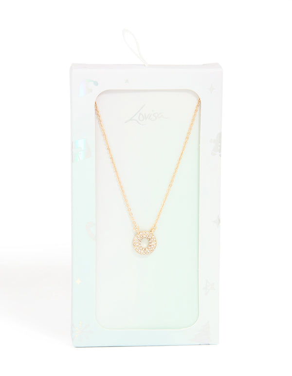 Kids Gold Cubic Zirconia Letter O Necklace