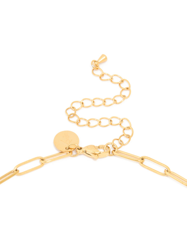 Waterproof Gold Plated Stainless Steel Open Oval Link Necklace
