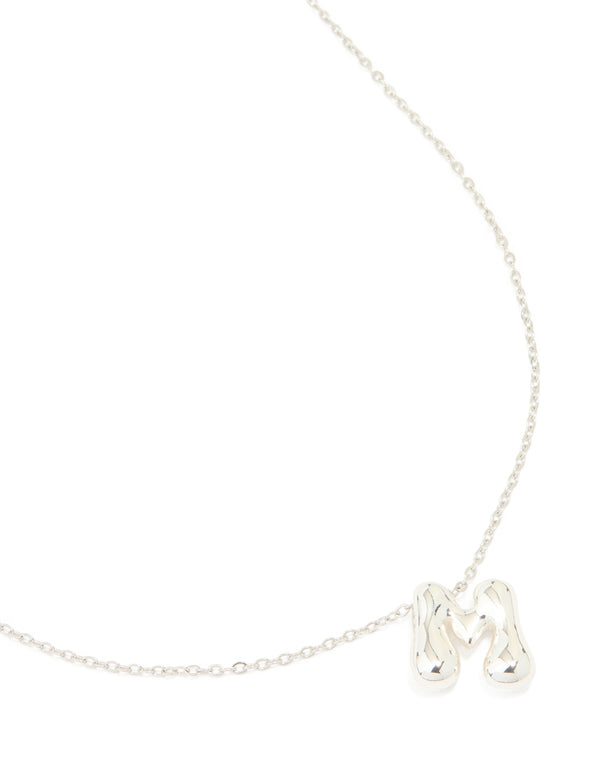 Waterproof Stainless Steel Large Bubble Letter M Necklace