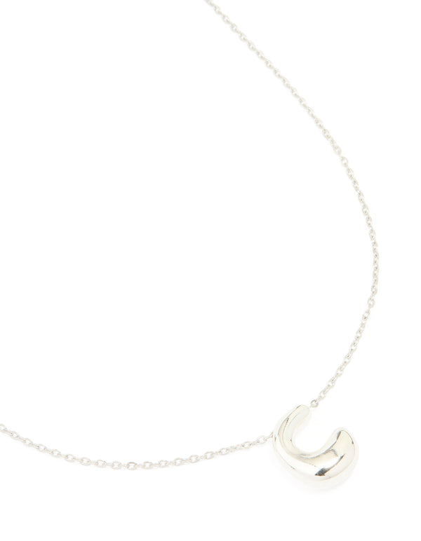 Waterproof Stainless Steel Large Bubble Letter C Necklace