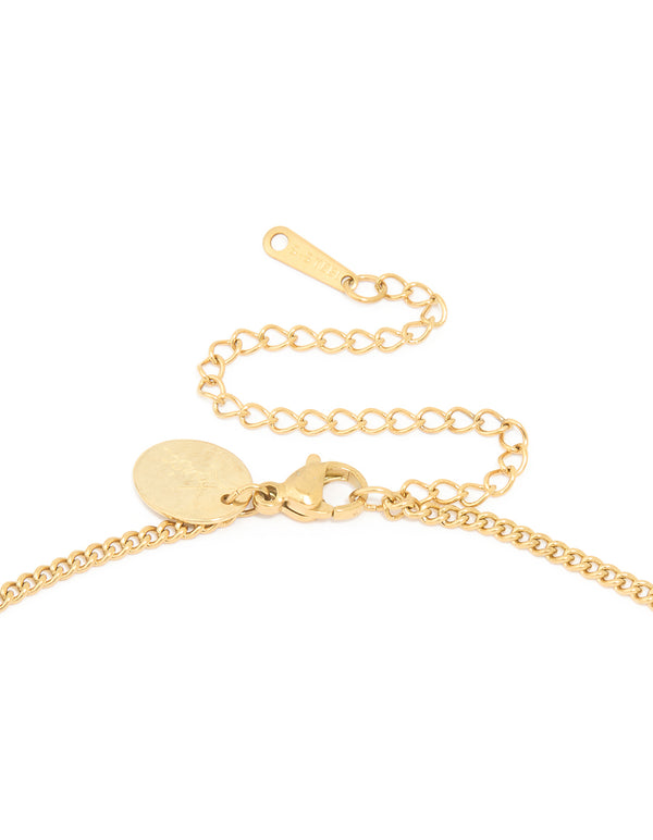 Waterproof Gold Plated Stainless Steel Aries Circle Zodiac Sign Necklace