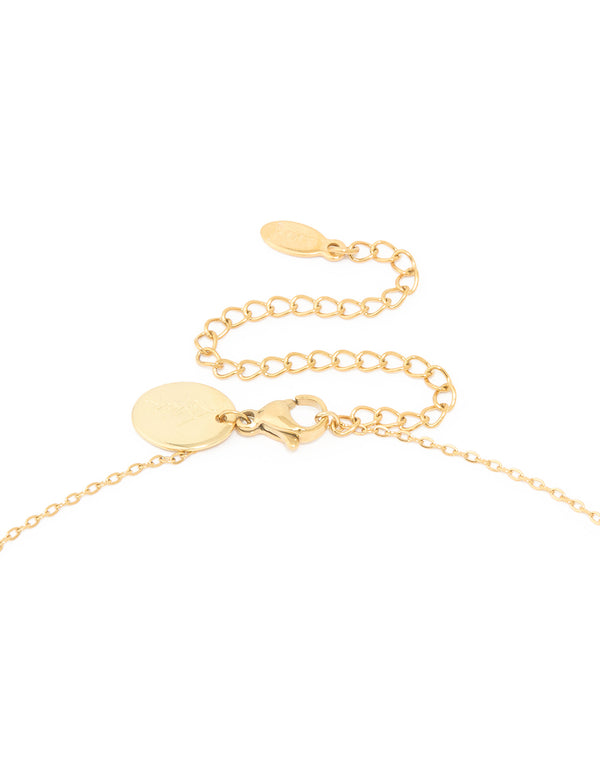 Waterproof Gold Plated Stainless Steel Cubic Zirconia Aries Zodiac Sign Necklace