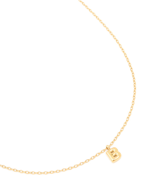 Waterproof Gold Plated Stainless Steel Mini Bubble Letter B Necklace