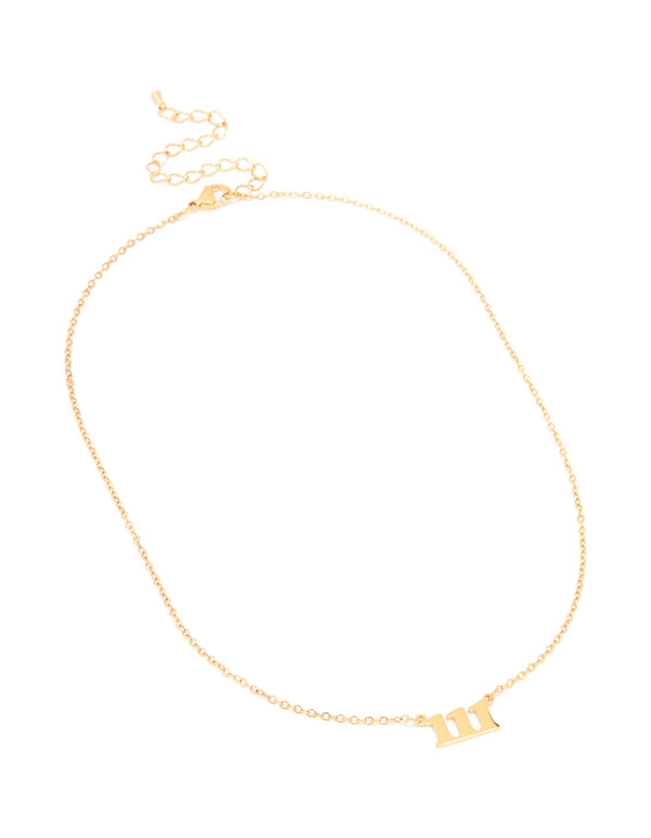 Waterproof Gold Plated Stainless Steel Angel Number 111 Necklace