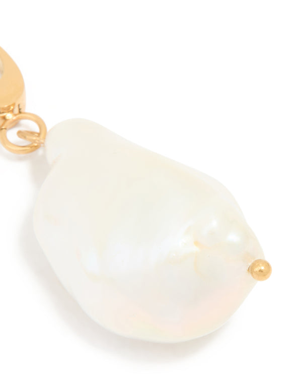 Waterproof Gold Plated Stainless Steel Freshwater Pearl Charm