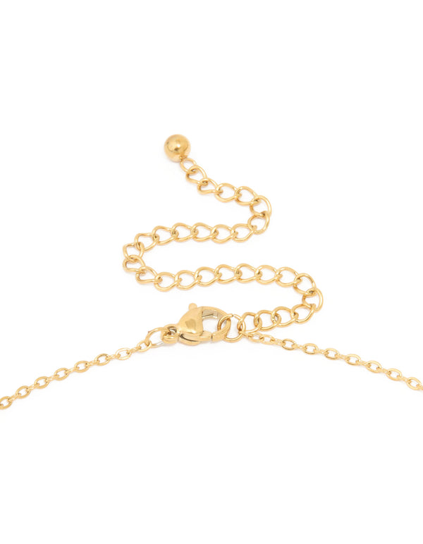 Explore the waterproof mini bubble letter K necklace in gold plated stainless steel with initial pendant clasp detail view