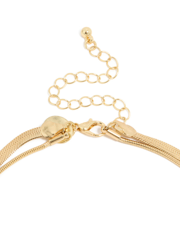 Gold Plated Fine & Snake Chain Layered Necklace