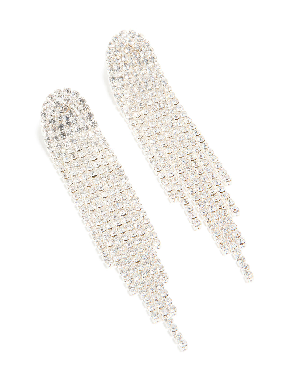 Silver Diamante Fringe Drop Earrings