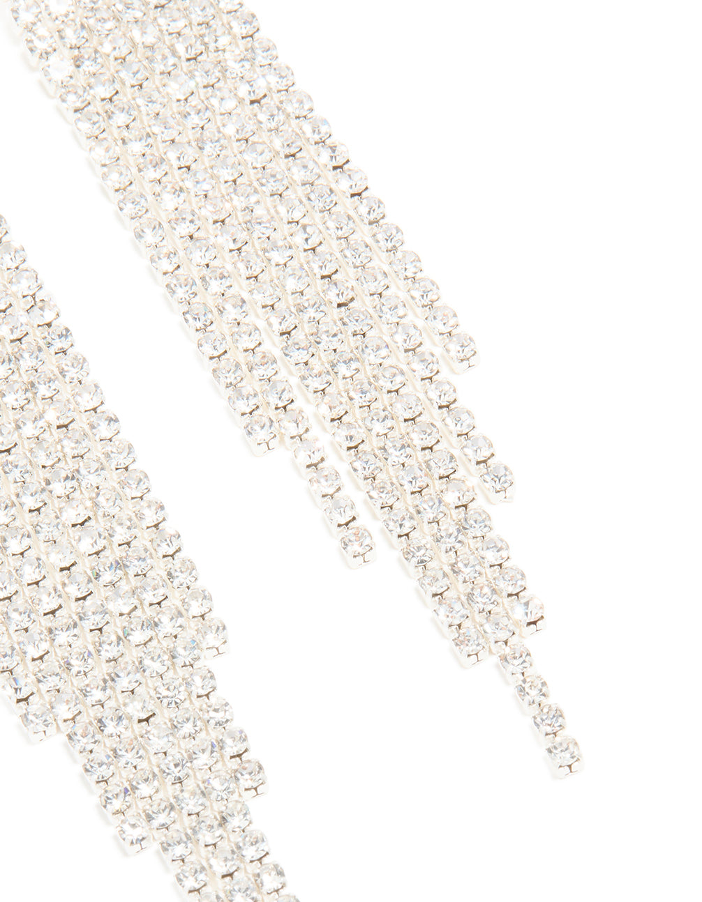 Silver Diamante Fringe Drop Earrings