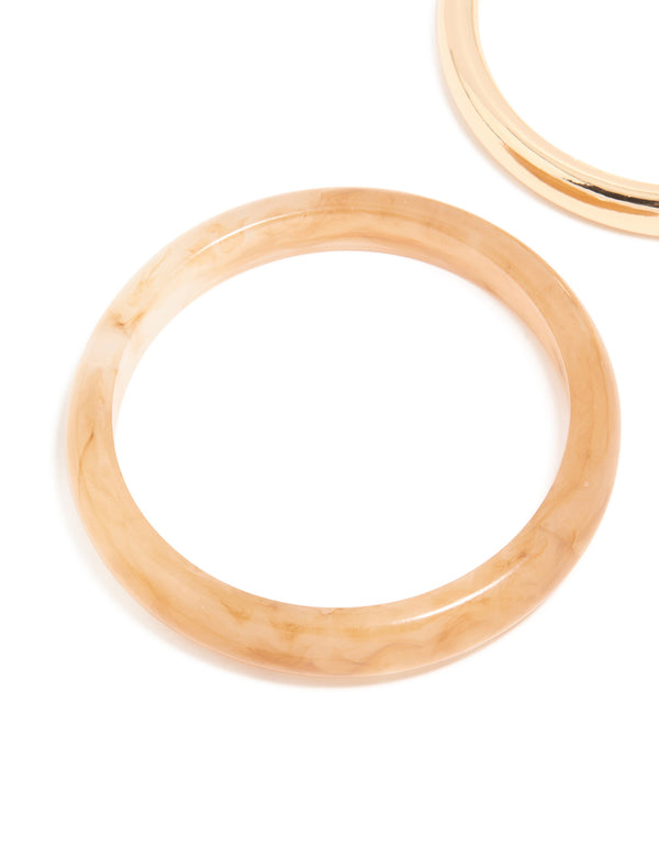 Gold & Brown Acrylic Bangles 2-Pack