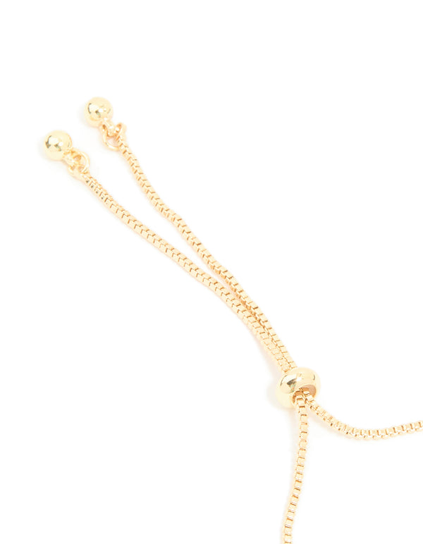 Gold Cubic Zirconia Floral Toggle Bracelet