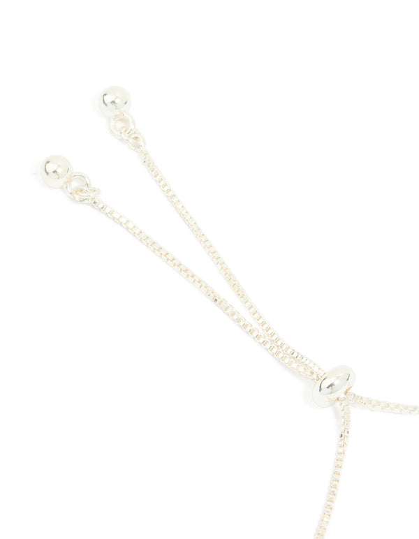 Silver Cubic Zirconis Flower Marquise Vintage Toggle Bracelet