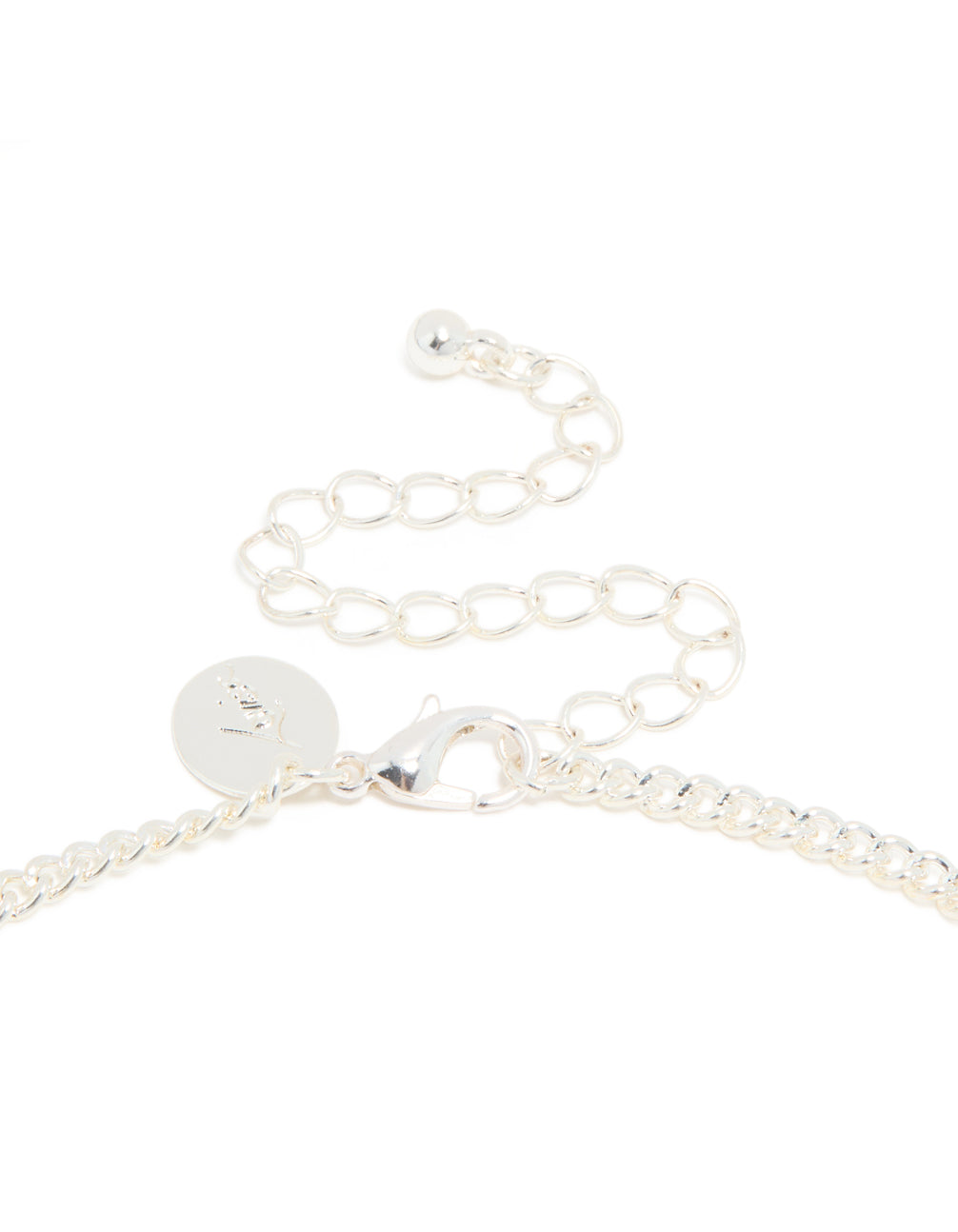 Silver Plated Cubic Zirconia Cup Chain & Drop Pendant ayered Necklace