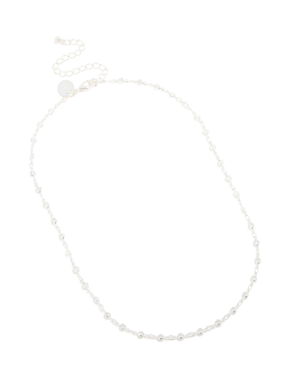 Silver Plated Cubic Zirconia Round Dainty Chain Necklace