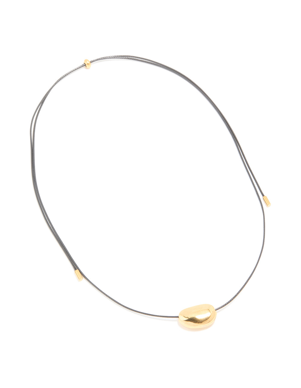 Waterproof Gold Plated Stainless Steel Smooth Pebble Pendant Cord Necklace