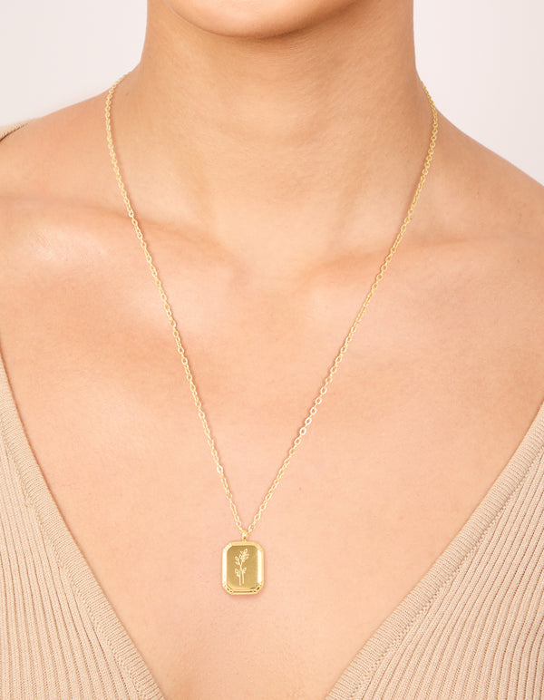 Waterproof Gold Plated Stainless Steel December Birth Flower Pointsettia Necklace