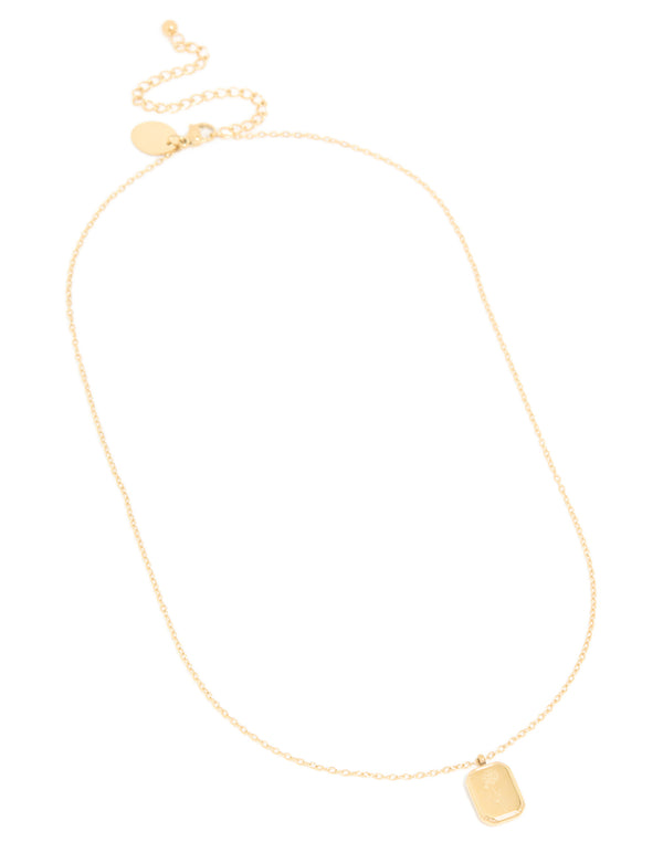 This waterproof gold plated stainless steel birth flower November chrysanthemum pendant necklace front view