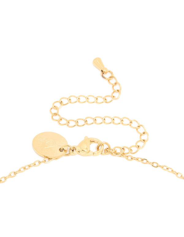 Waterproof Gold Plated Stainless Steel February Lilac Cubic Zirconia Birthstone Necklace & Earrings Set