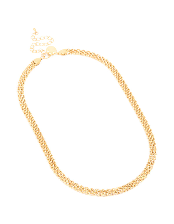 Waterproof Gold Plated Stainless Steel Interwoven Chain Necklace