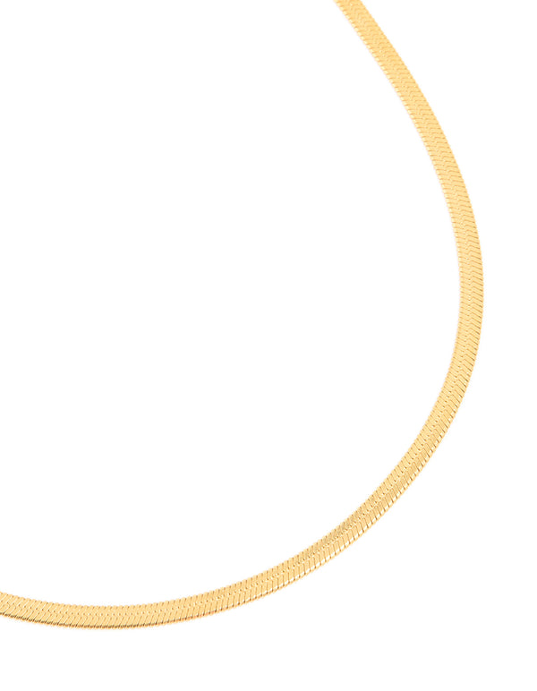 Waterproof Gold Plated Stainless Steel Fine Flat Snake Chain Necklace