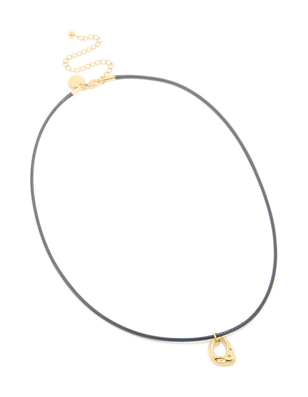 Waterproof Gold Plated Stainless Steel Open Molten Pendant Cord Necklace