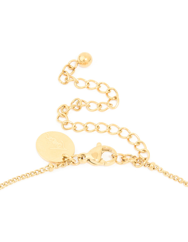 Waterproof Gold Plated Stainless Steel Black Tab Necklace