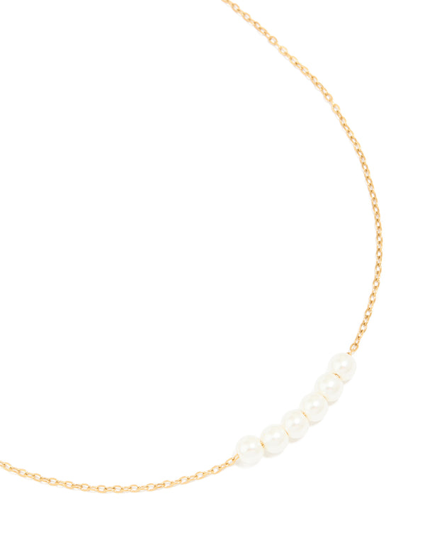 Waterproof Gold Plated Stainless Steel Pearls Necklace