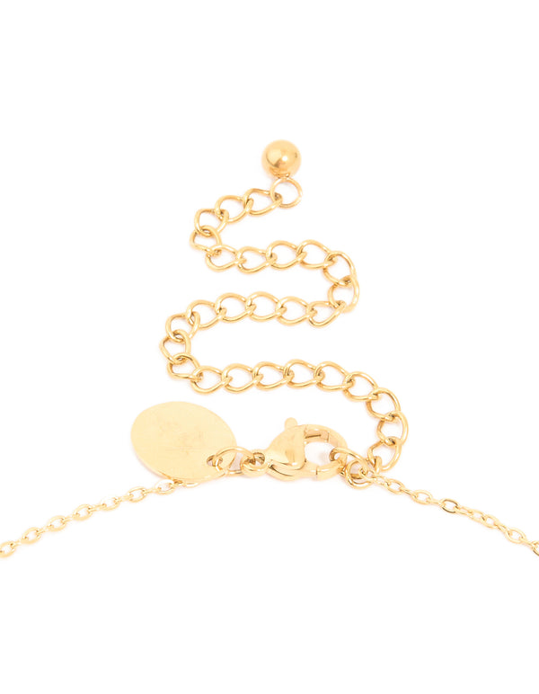 Discover the waterproof gold plated stainless steel micro hearts necklace in a dainty styling clasp detail view