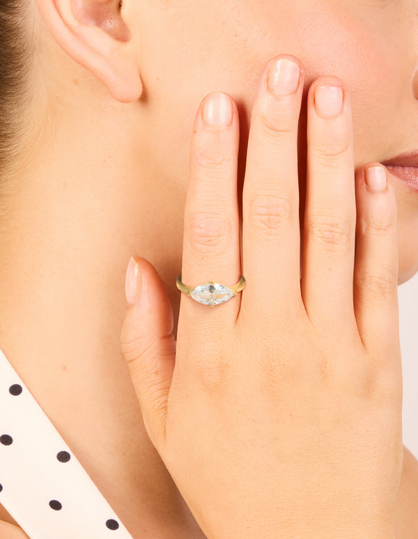 Waterproof Gold Plated Stainless Steel Cubic Zirconia Skinny Ring