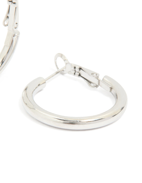 Crafted from waterproof stainless steel hoop earrings 30 MM in silver post detail view
