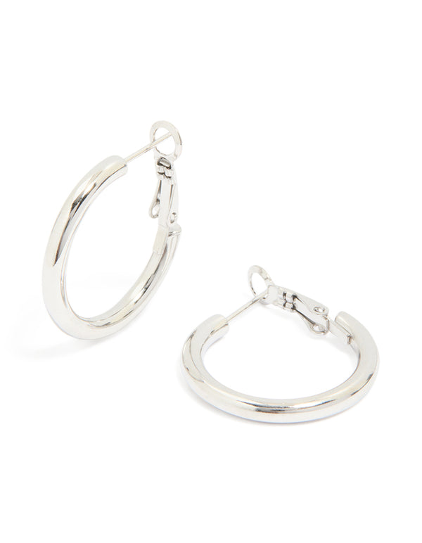 Showcasing waterproof stainless steel hoop earrings 30 MM in silver front view