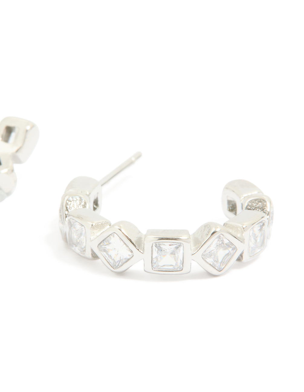 Waterproof Stainless Steel Diamante Steel Half Hoop Earrings