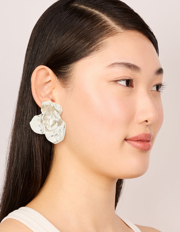Waterproof Stainless Steel Statement Flower Stud Earrings