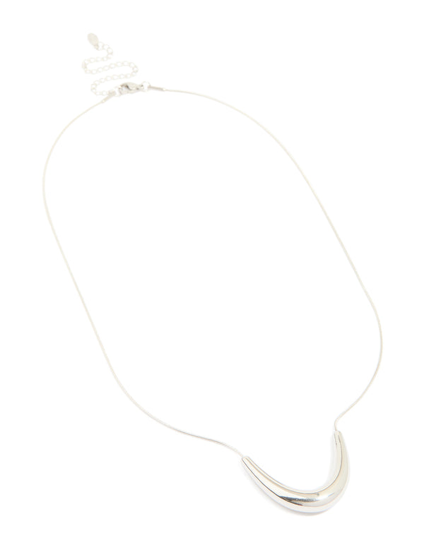 Designed with a waterproof stainless steel U-shape pendant necklace in silver front view