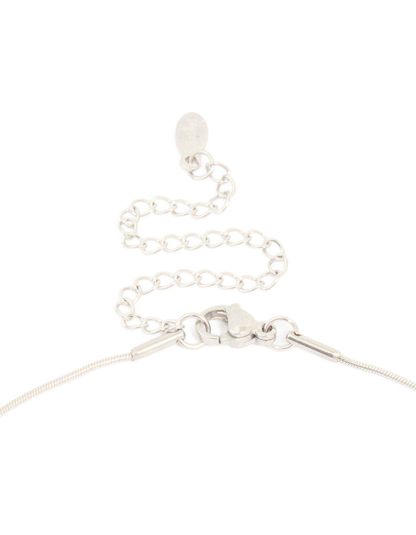 Explore a waterproof stainless steel U-shape pendant necklace in silver clasp detail view