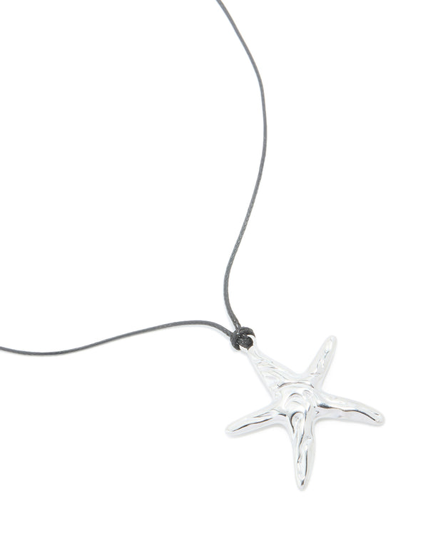 Waterproof Stainless Steel Starfish Cord Necklace
