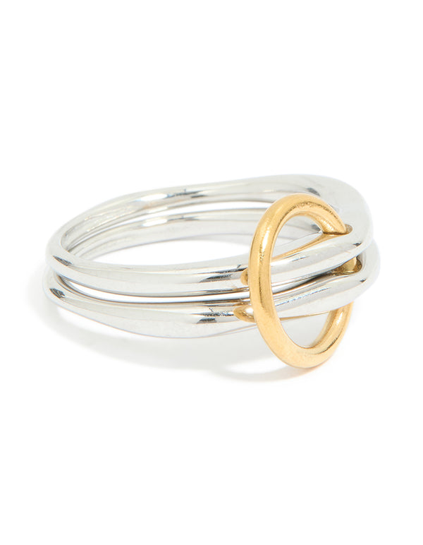 Waterproof Mixed Metal Plated Stainless Steel Fine Rondell Stacked Link Ring