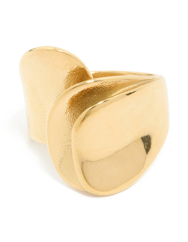 Waterproof Gold Plated Stainless Steel Layered Petal Wrap Ring